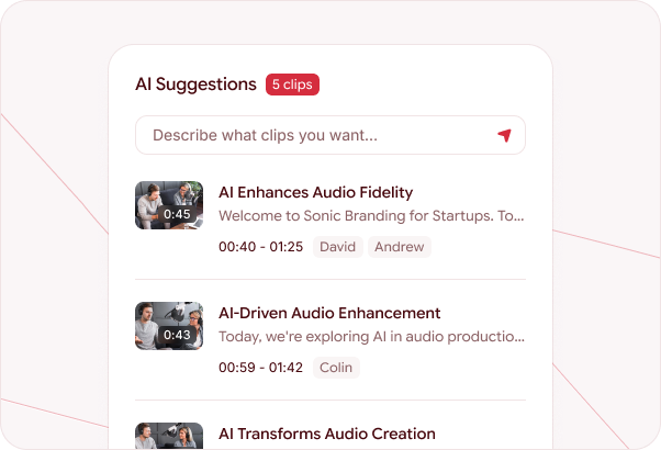 Rebel Audio AI assistant completing tasks with green checkmarks